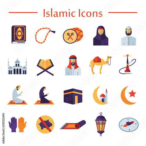 Arabic national flat icons set.