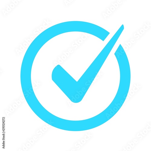Check mark vector icon. Checkmark right symbol tick sign. Ok button correct circle icon.