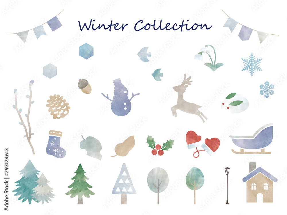 冬の水彩イラスト素材集stock Vector Adobe Stock