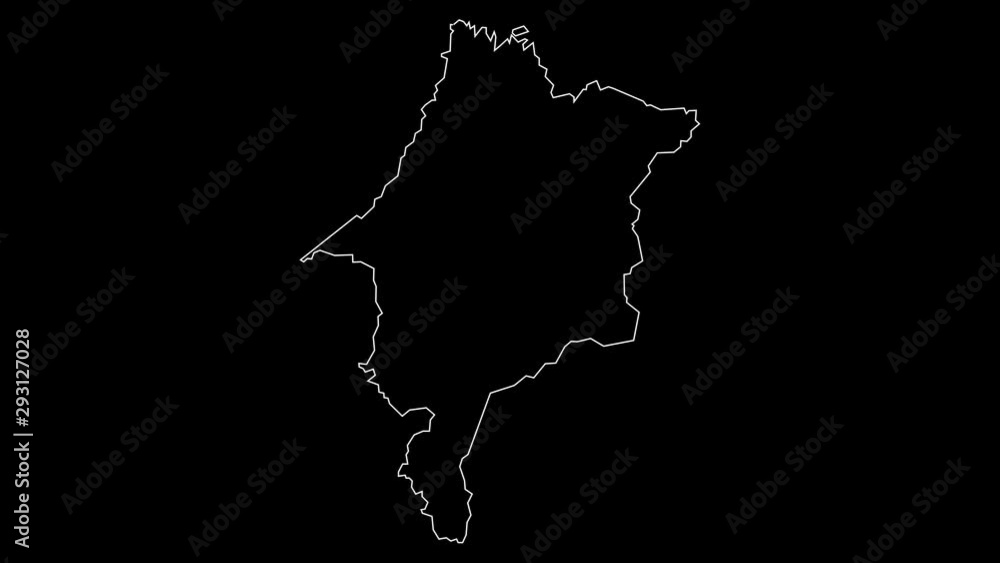 Maranhao Brazil federal state map outline animation Maranhao Brazil federal state map outline animation