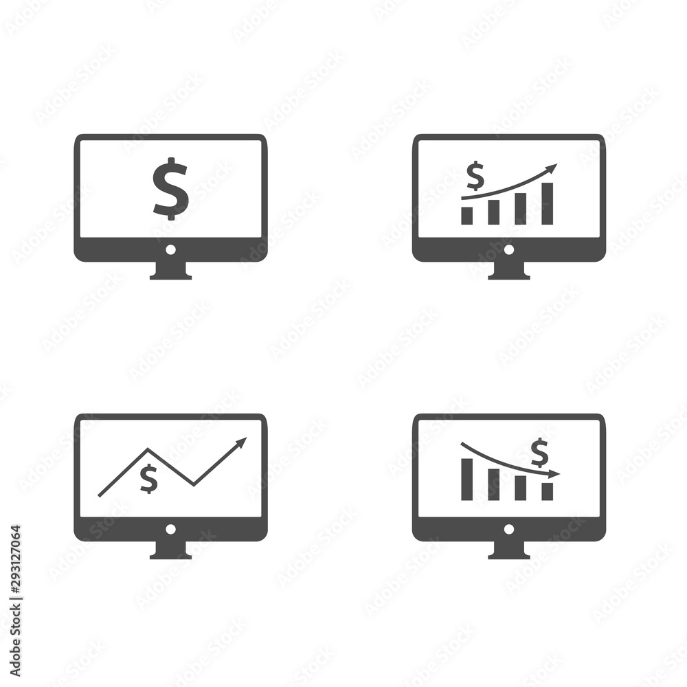 Monitor icons with dollar signs Monitor icons with dollar signs