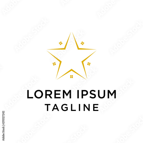 Star Home With Gold Color Logo Vector