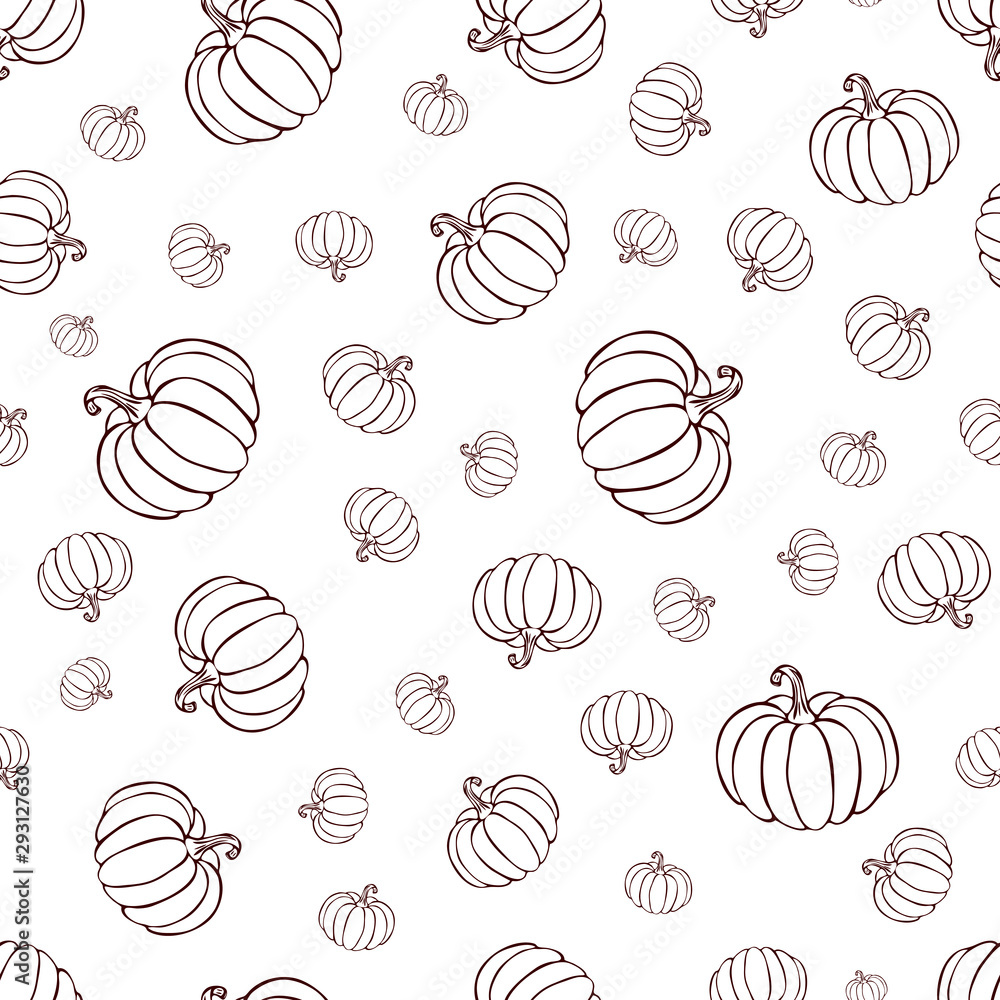 pumpkin or squash pattern black line art on white background. pumpkin pattern. vintage hand drawn pumpkin sketch. outline vegetables pattern for background, halloween or thanksgiving banner or poster pumpkin or squash pattern black line art on white background. pumpkin pattern. vintage hand drawn pumpkin sketch. outline vegetables pattern for background, halloween or thanksgiving banner or poster
