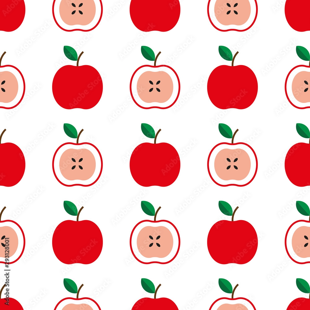 Seamless pattern with red apples on the white background. Vector illustration. Seamless pattern with red apples on the white background. Vector illustration.