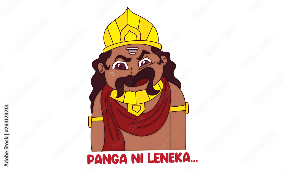 Vector cartoon illustration of ravan. Panga ni leneka Hindi text  translation - don't mess with me. Isolated on white background. Stock  Vector | Adobe Stock