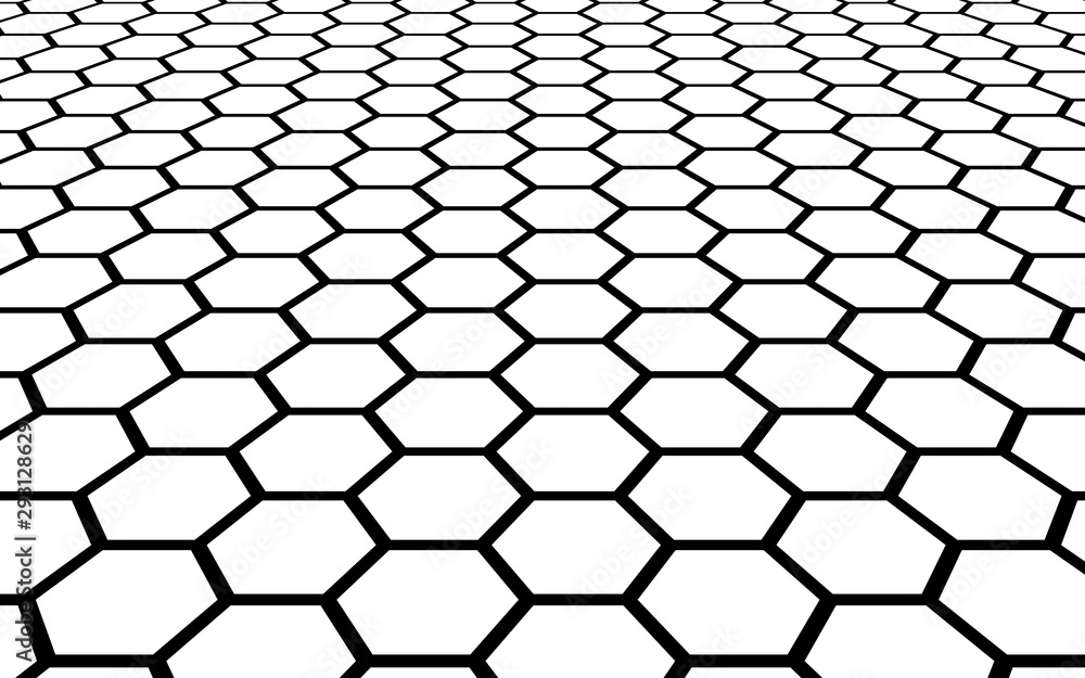 Black honeycomb on a white background. Perspective view on polygon look like honeycomb. Isometric geometry. 3D illustration Black honeycomb on a white background. Perspective view on polygon look like honeycomb. Isometric geometry. 3D illustration