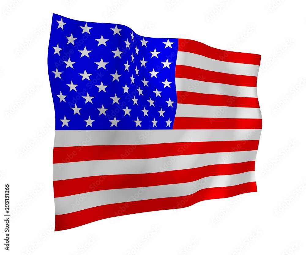 Obraz premium Waving flag of the United States of America. Stars and Stripes. State symbol of the USA. 3D illustration