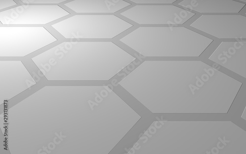 Honeycomb on a gray background. Perspective view on polygon look like honeycomb. Extruded, bump cell. Isometric geometry. 3D illustration
