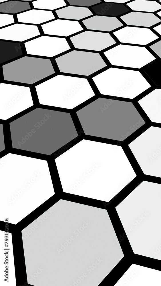 Honeycomb gray colored. Perspective view on polygon look like honeycomb. Isometric geometry. 3D illustration Honeycomb gray colored. Perspective view on polygon look like honeycomb. Isometric geometry. 3D illustration