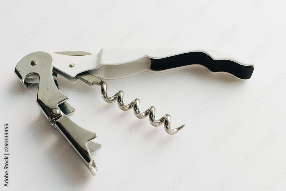 Metal corkscrew on white background Metal corkscrew on white background