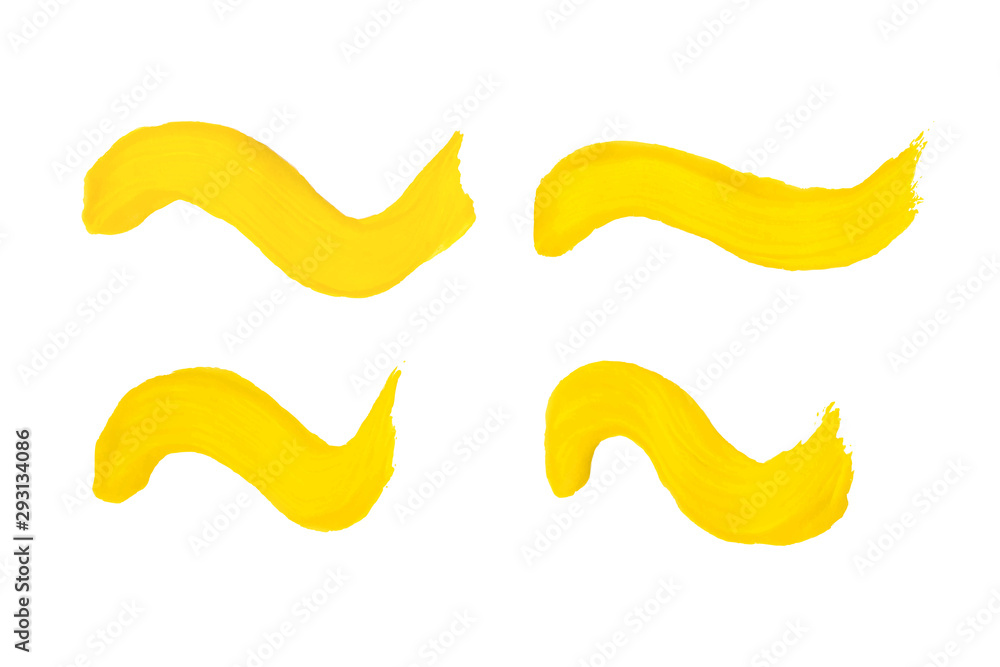 Four different wavy yellow brush strokes Four different wavy yellow brush strokes