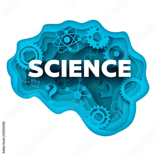 Science vector concept illustration in layered paper art style