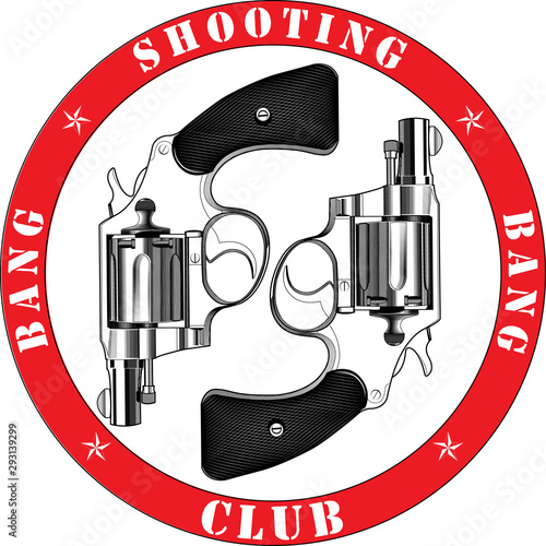 shooting club logo - vector image with two revolvers and inscription