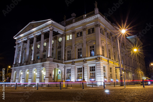 Wroclaw Opera House in Old Town at night. Poland