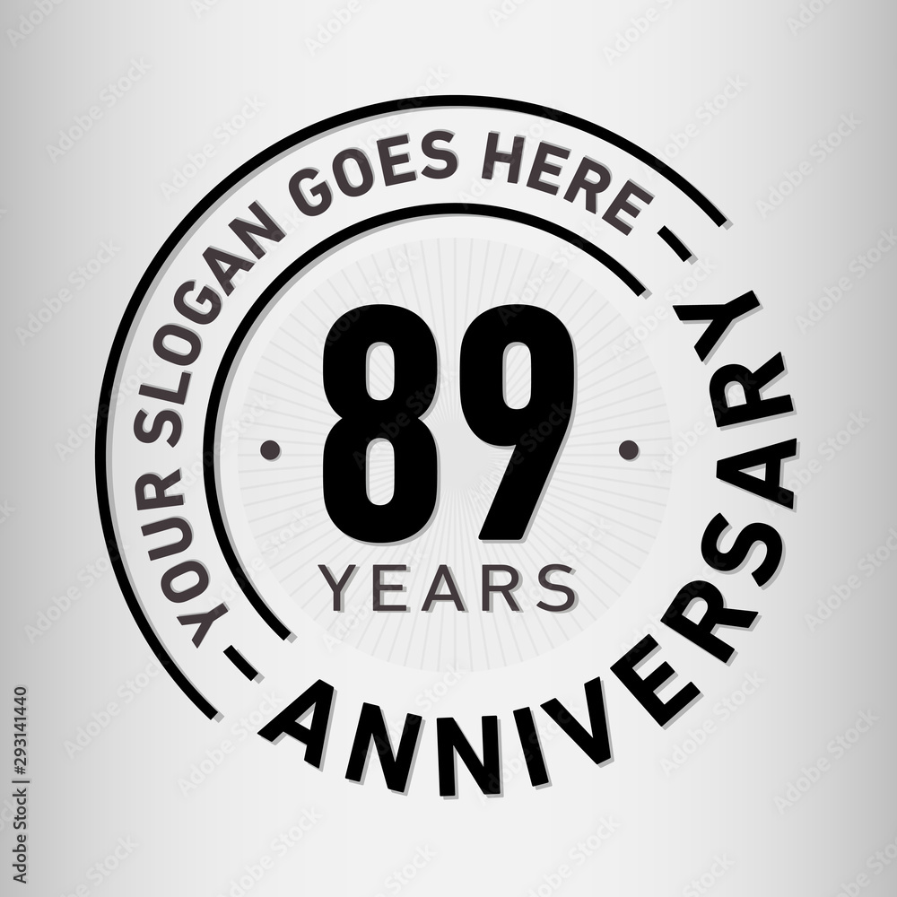 89 years anniversary logo template. Eighty-nine years celebrating logotype. Vector and illustration.