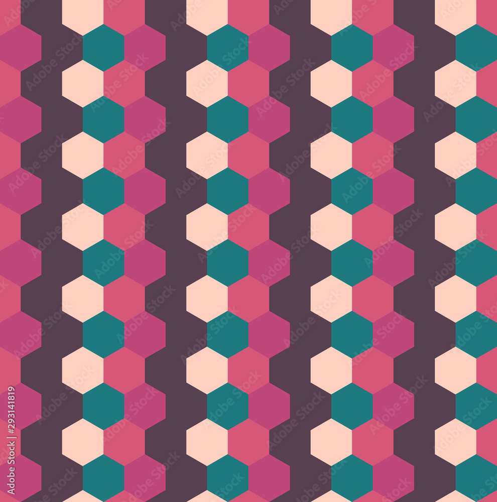 Seamless geometric wallpaper. Mosaic template pattern made of hexagons. For any design purposes. Seamless geometric wallpaper. Mosaic template pattern made of hexagons. For any design purposes.