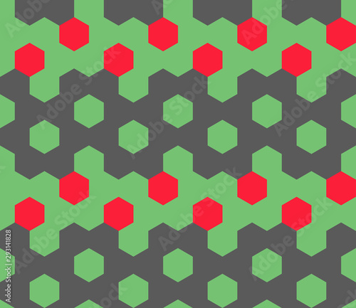 Colorful seamless pattern with hexagons. Low poly honeycomb geometric background.