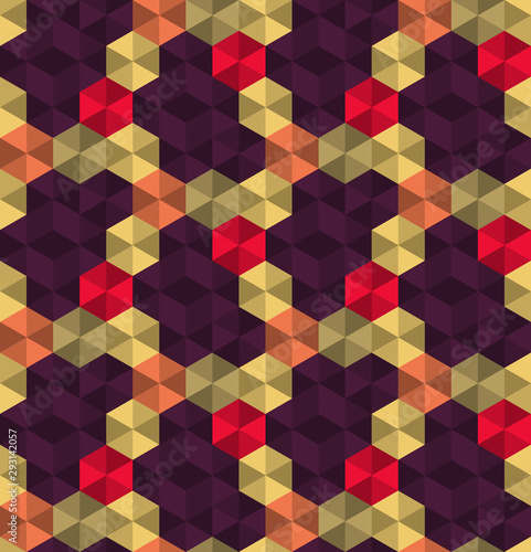 Abstract seamless hexagon pattern. Background design for prints, textile, fabric, package, cover, greeting cards.