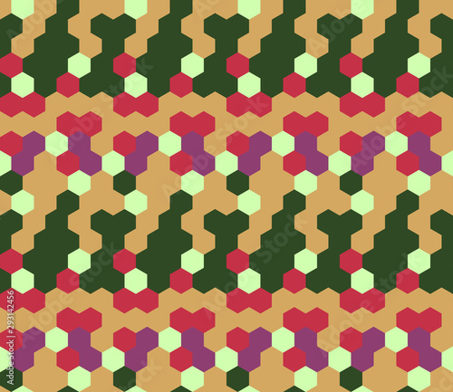 Abstract seamless hexagon pattern. Background design for prints, textile, fabric, package, cover, greeting cards.