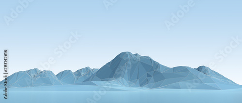 Obraz na plátně blue low poly mountains in wireframe