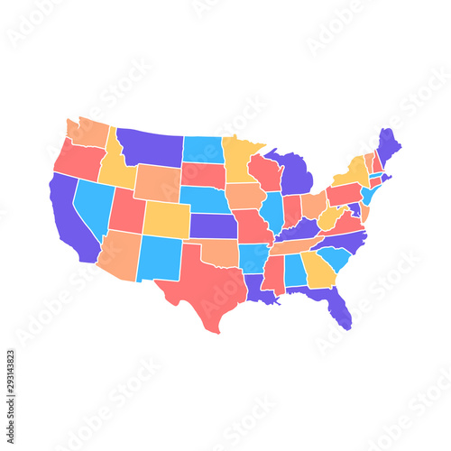 Blank similar USA map isolated on white background. United States of America country. Vector template for website, design, cover, infographics. Graph illustration.