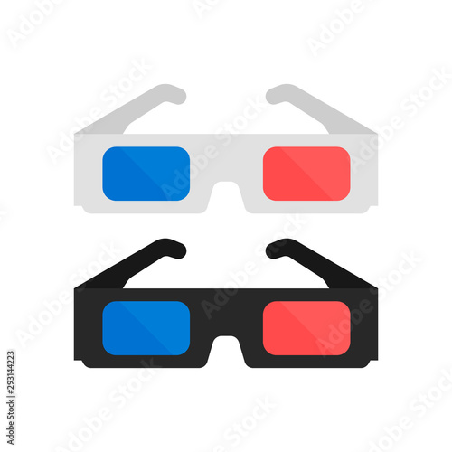 3D glasses vector illustration of flat. A pair of 3D glasses. Isolaited on white background.