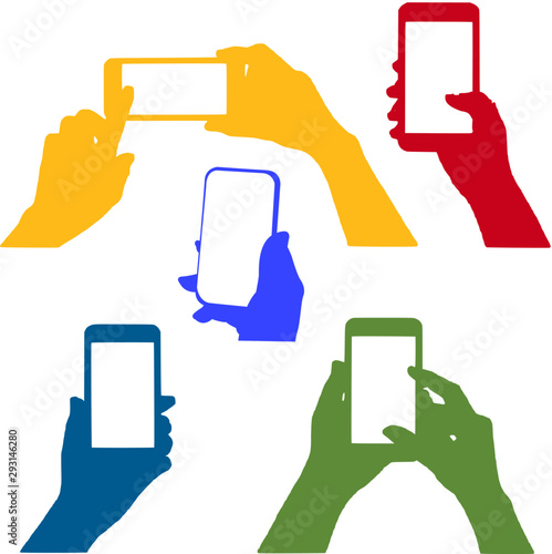 Set manual phone manipulations vector