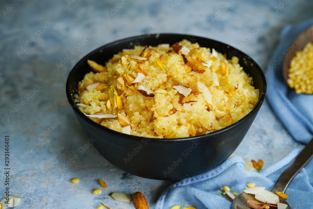 Moong Dal Halwa - Indian festival sweet, selective focus Moong Dal Halwa - Indian festival sweet, selective focus