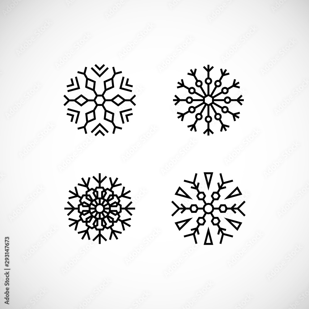 Vector illustration. Icons set of snowflakes.