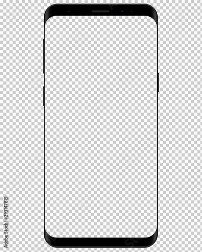 Realistic phone with transparent screen. Vector graphic