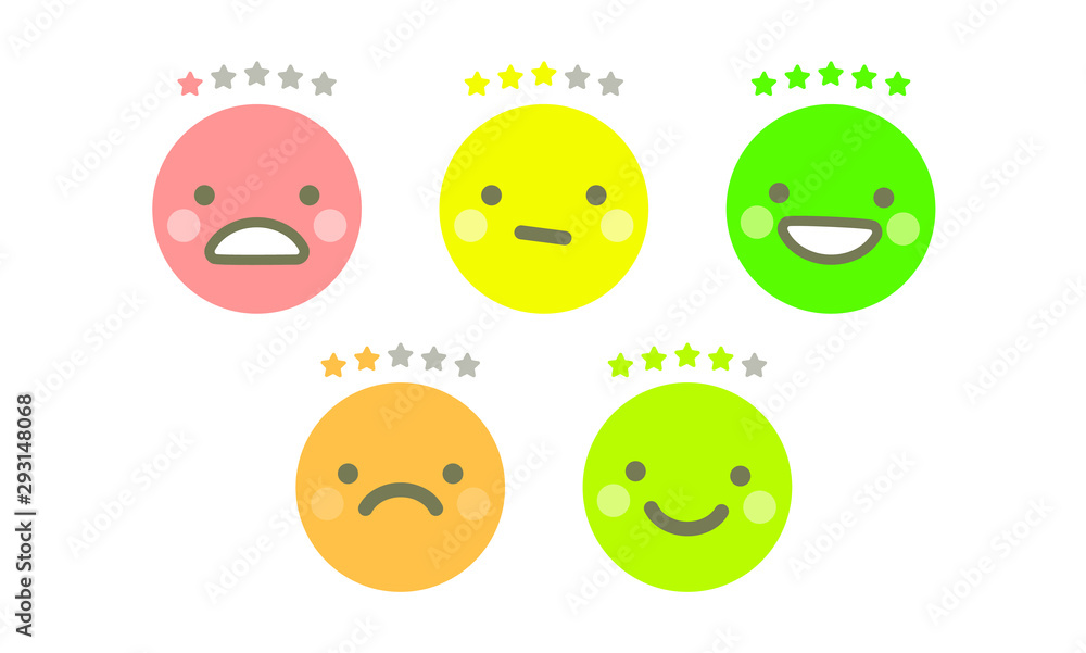 Concept of rate. Feedback emoticon icons on white background.