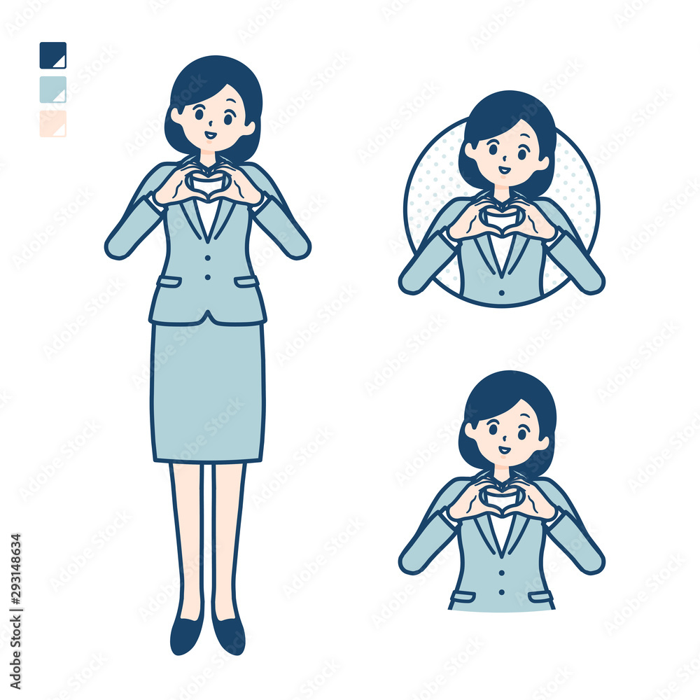 simple suit business woman_love mark hand sign simple suit business woman_love mark hand sign