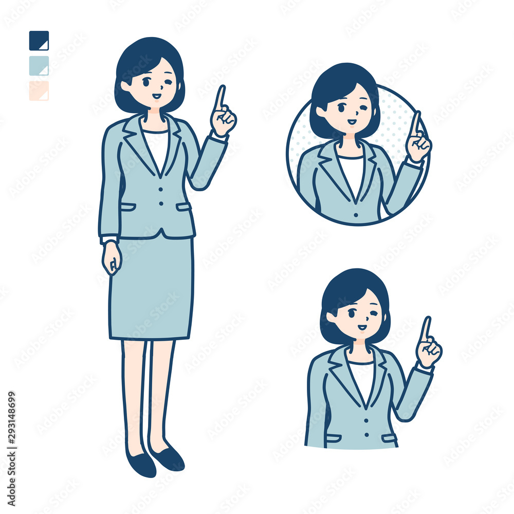simple suit business woman_pointing hand sign simple suit business woman_pointing hand sign