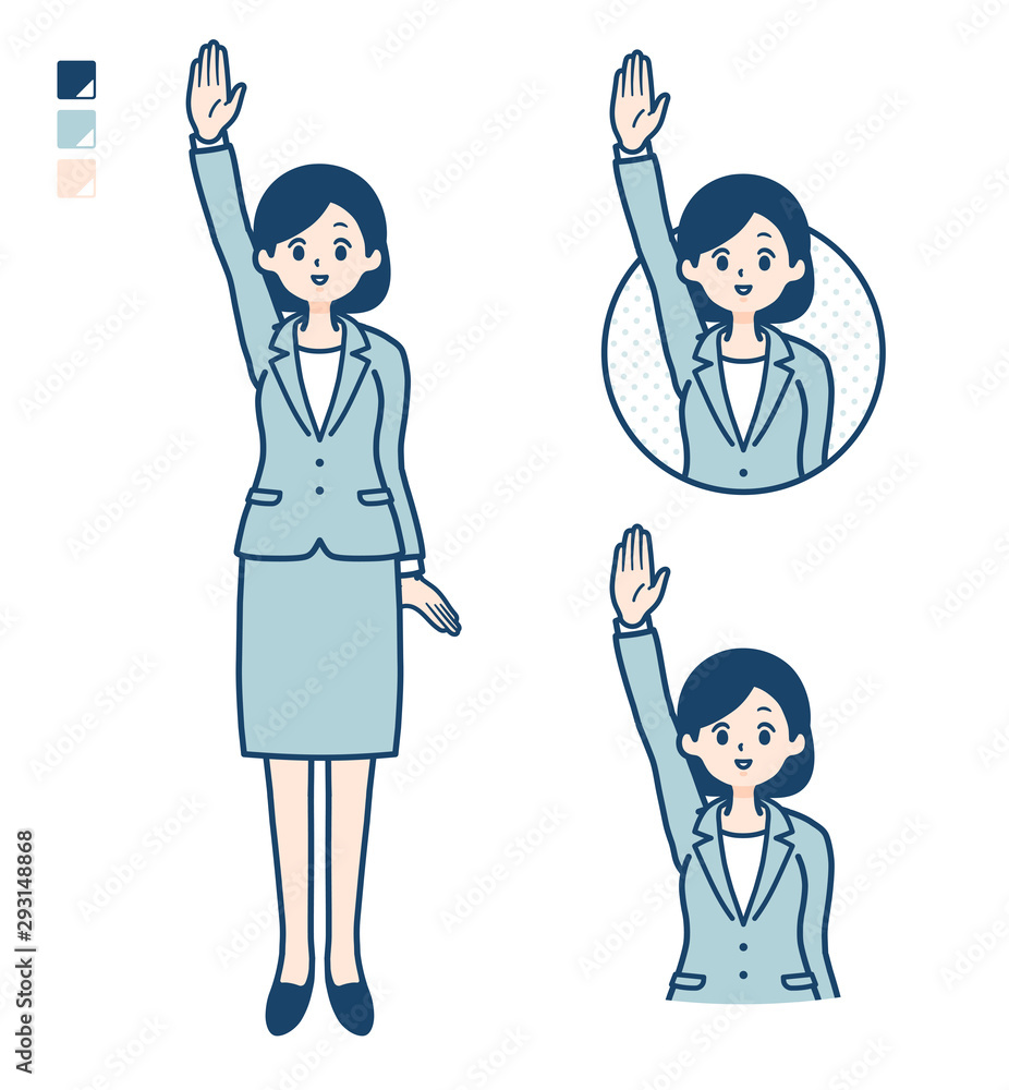 simple suit business woman_raise hand simple suit business woman_raise hand