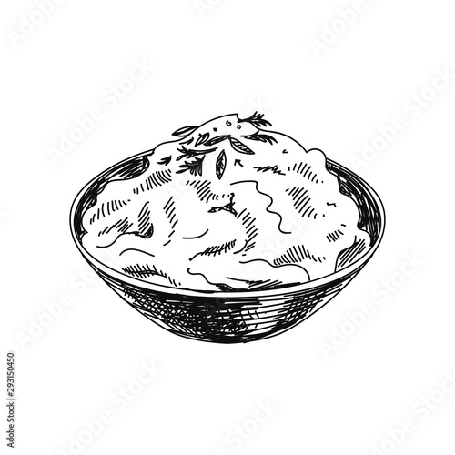 Mashed potato hand drawn vector illustration