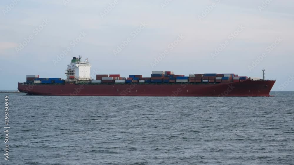 4K. container cargo ship departure from shipping port for import and export business logistic and transportation of international by container cargo ship in the open sea 4K. container cargo ship departure from shipping port for import and export business logistic and transportation of international by container cargo ship in the open sea