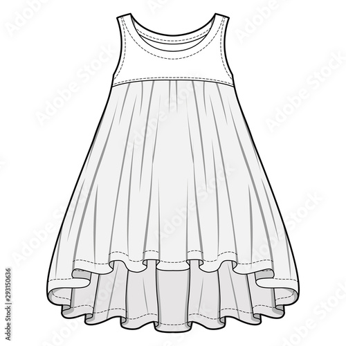 Dress fashion flat sketch template
