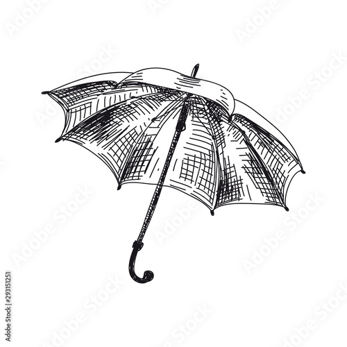 Open umbrella hand drawn vector illustration
