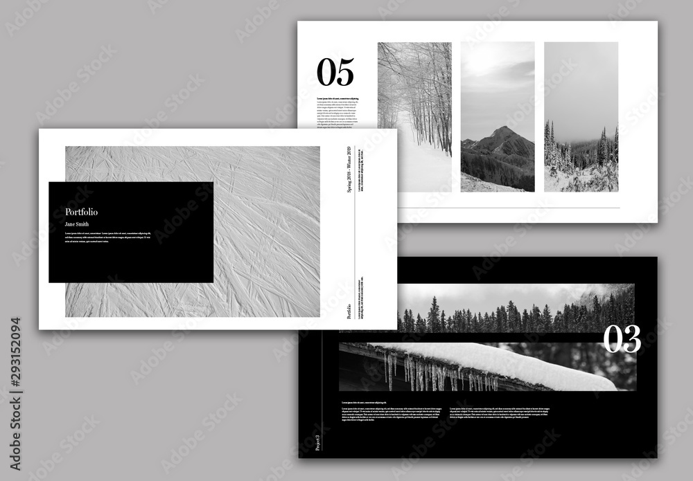 Black and White Portfolio Layout Stock Template | Adobe Stock
