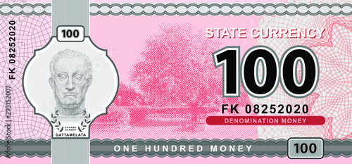 Canvas Print hundred, one, money, currency, state, gattamelate, sculpture, pink, gray, grey,