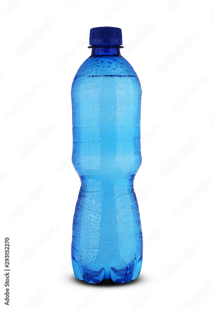 Naklejka premium blue small bottle with mineral water