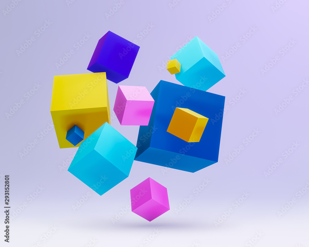 Composition with 3d cube Composition with 3d cube