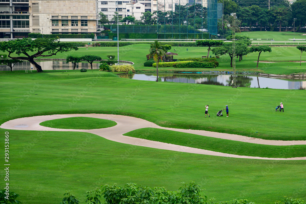 Golf course in the middle city of Bangkok Thailand