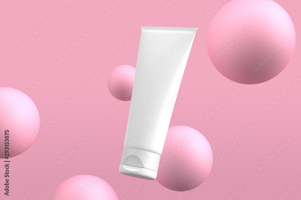 Cosmetics packaging mockup pink sphere Cosmetics packaging mockup pink sphere