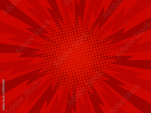 Wallpaper Mural Retro comic rays red dots background