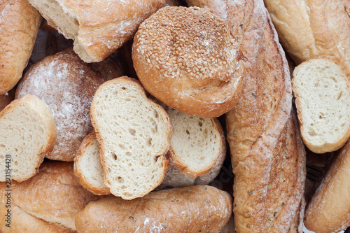 Freshly scented bread piled together on the table