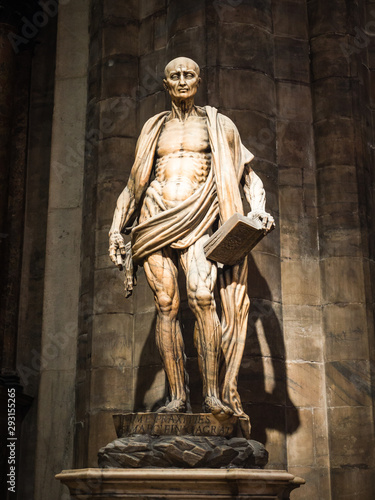 Statue of Saint Bartholomew in Milan Catehdral in Italy