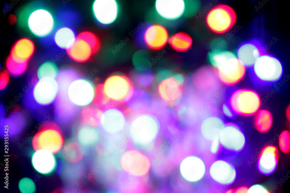 Blurry garland with little lights. Neon toning. Christmas coming concept.