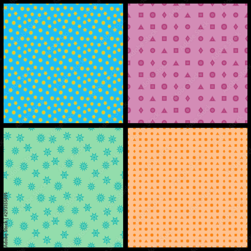 Set of four seamless pattern