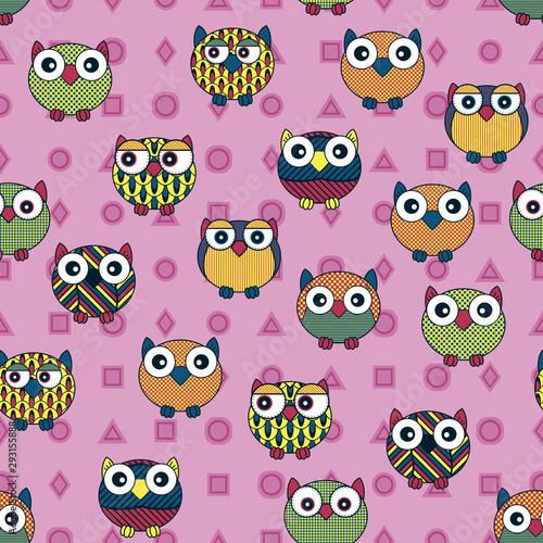 Seamless pattern with owls for children decoration
